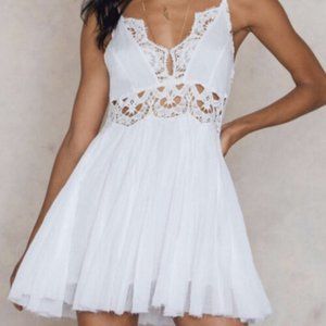 Free people FP One Coast to Cove Lace Mini Dress Size S in White